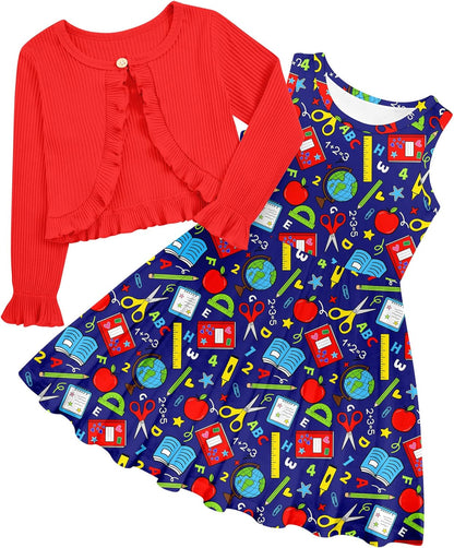 Toddler Girls' 2-Piece Dress & Ruffle Cardigan Set