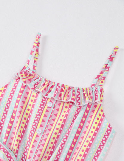 Crazyme Girls Striped Sleeveless Jumpsuit