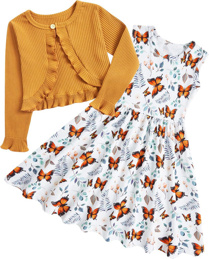 Toddler Girls' 2-Piece Dress & Ruffle Cardigan Set