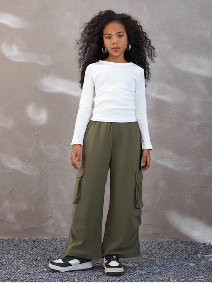 Tween Girls' 2-Piece Long Sleeve Top & Cargo Pants Set
