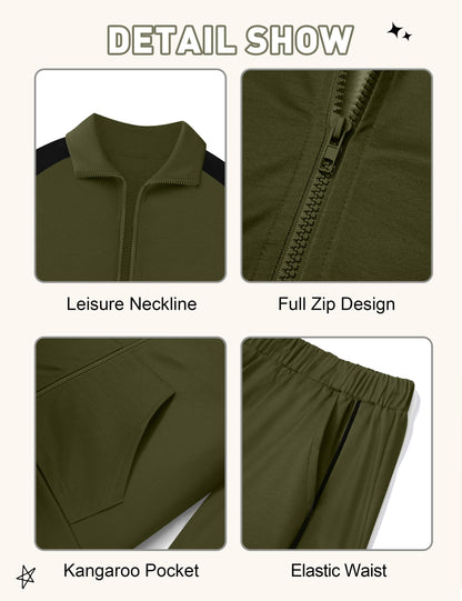 NECIOUS Boys' Zip-Up Jacket & Sweatpants Set