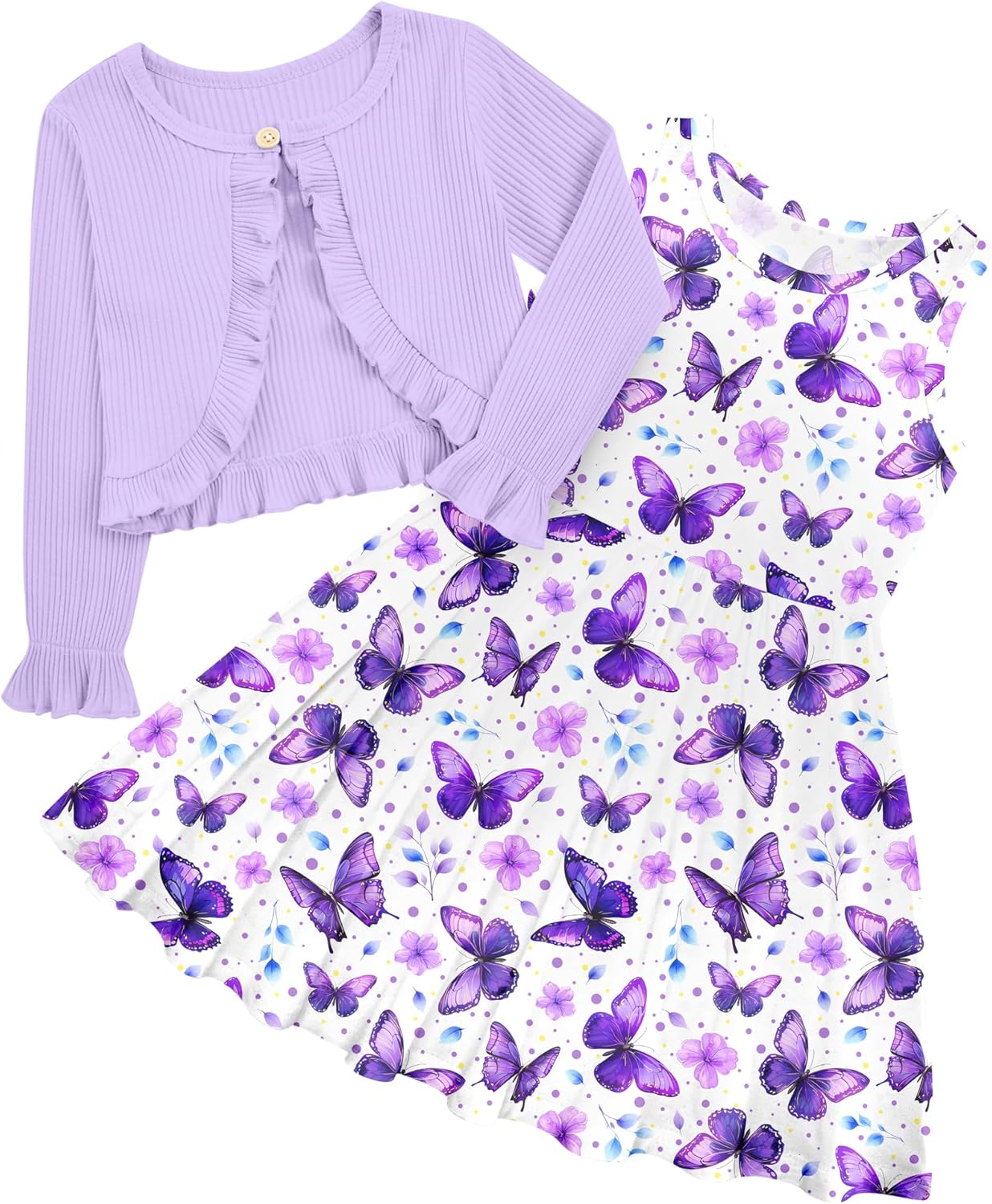 Toddler Girls' 2-Piece Dress & Ruffle Cardigan Set