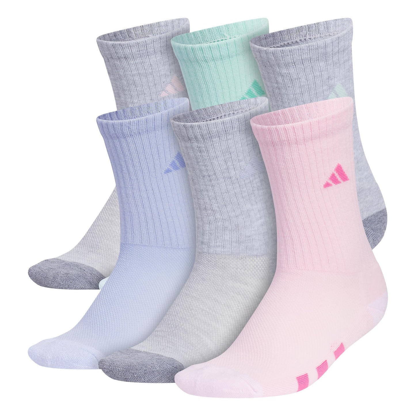 adidas Youth 6-Pack Cushioned Crew Socks
