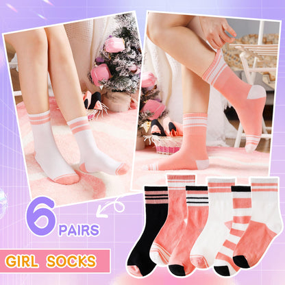 Eyean Girls' 6-Pack Cotton Crew Socks