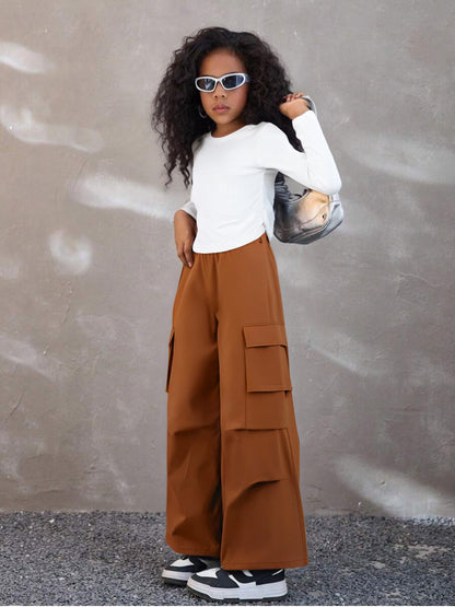Tween Girls' 2-Piece Long Sleeve Top & Cargo Pants Set