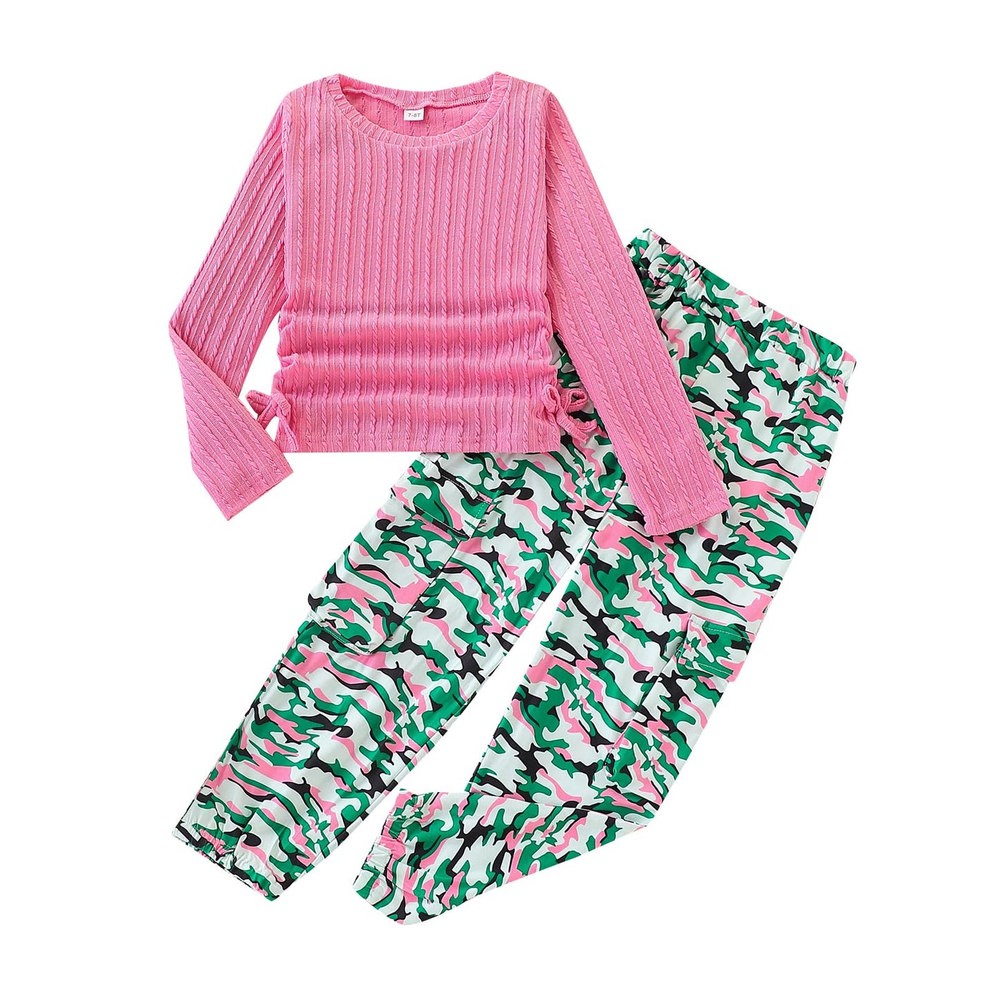 Tween Girls' 2-Piece Long Sleeve Top & Cargo Pants Set