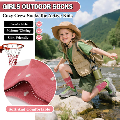 MOGGEI Girls' 6-Pack Athletic Crew Socks