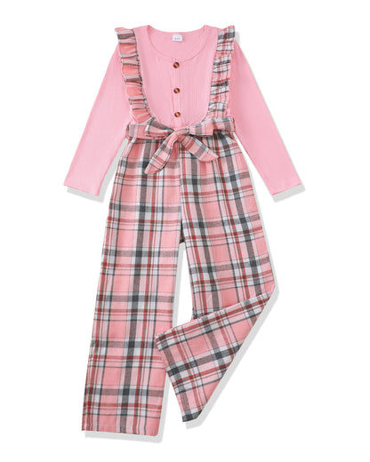 Girls Ruffle Sleeve Jumpsuit – Belted Wide Leg Romper