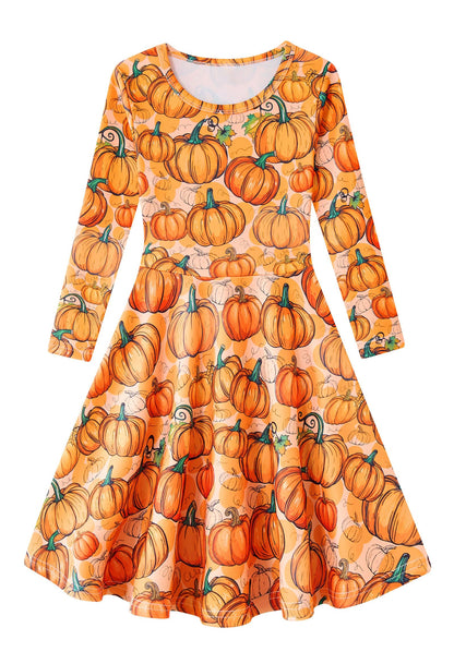 Funnycokid Girls' Butterfly & Mermaid Long Sleeve Dress