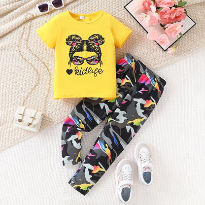 Toddler Girls' 2-Piece Top & Camo Pants Set