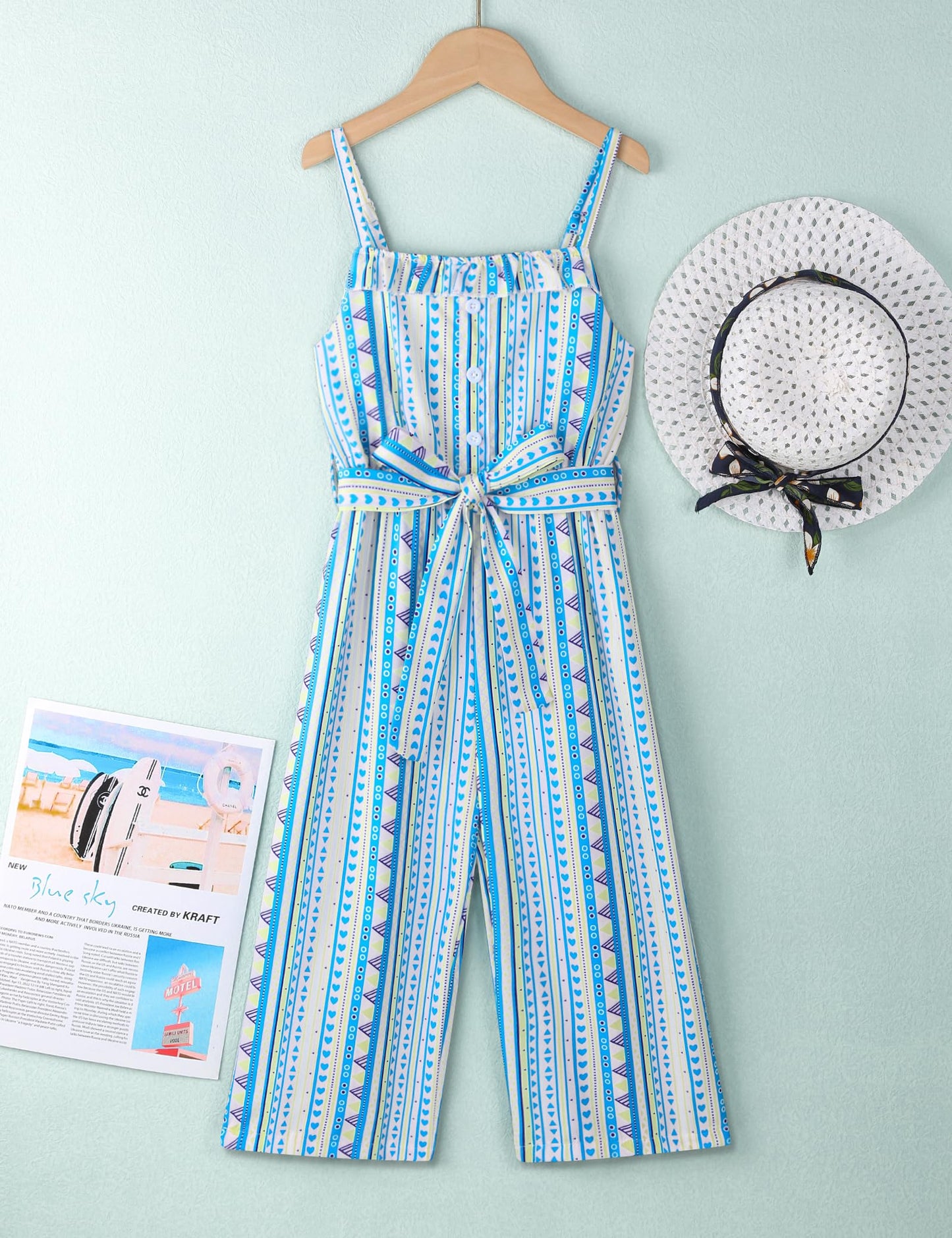 Crazyme Girls Striped Sleeveless Jumpsuit