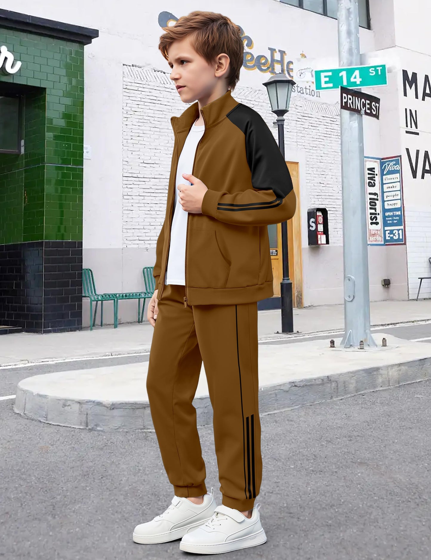 NECIOUS Boys' Zip-Up Jacket & Sweatpants Set