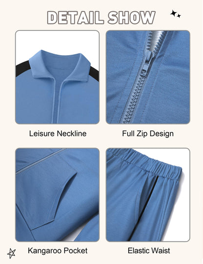 NECIOUS Boys' Zip-Up Jacket & Sweatpants Set