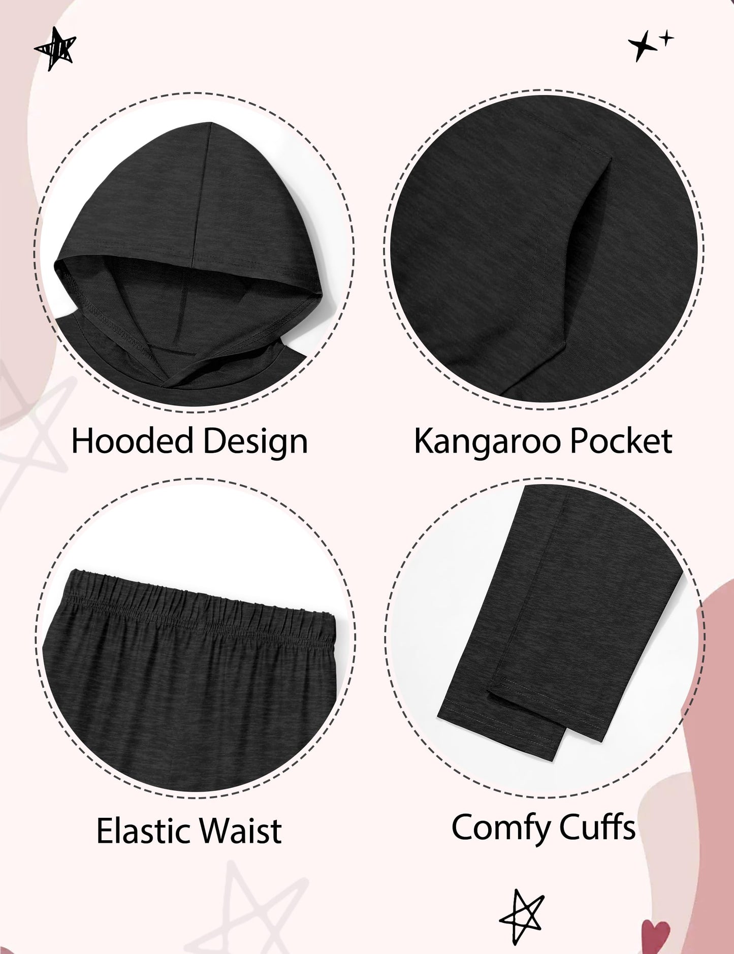 NECIOUS Girls' 2-Piece Hoodie & Leggings Set