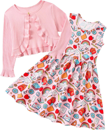 Toddler Girls' 2-Piece Dress & Ruffle Cardigan Set