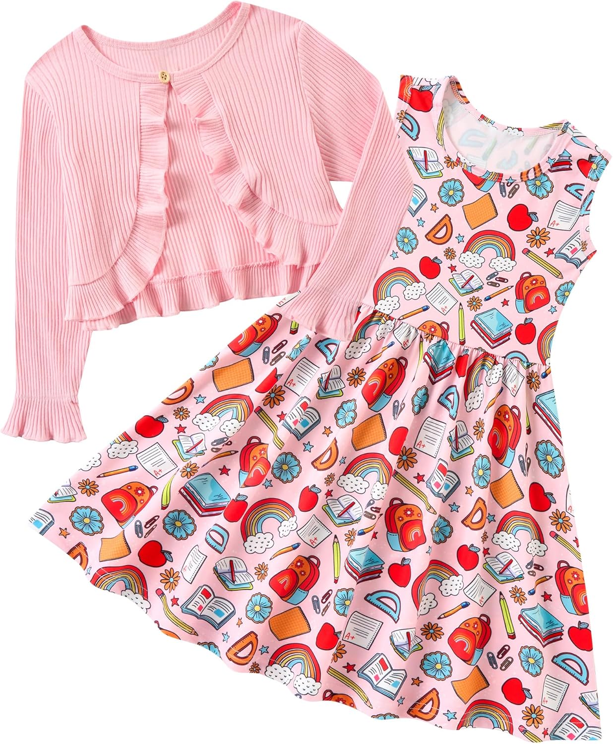 Toddler Girls' 2-Piece Dress & Ruffle Cardigan Set