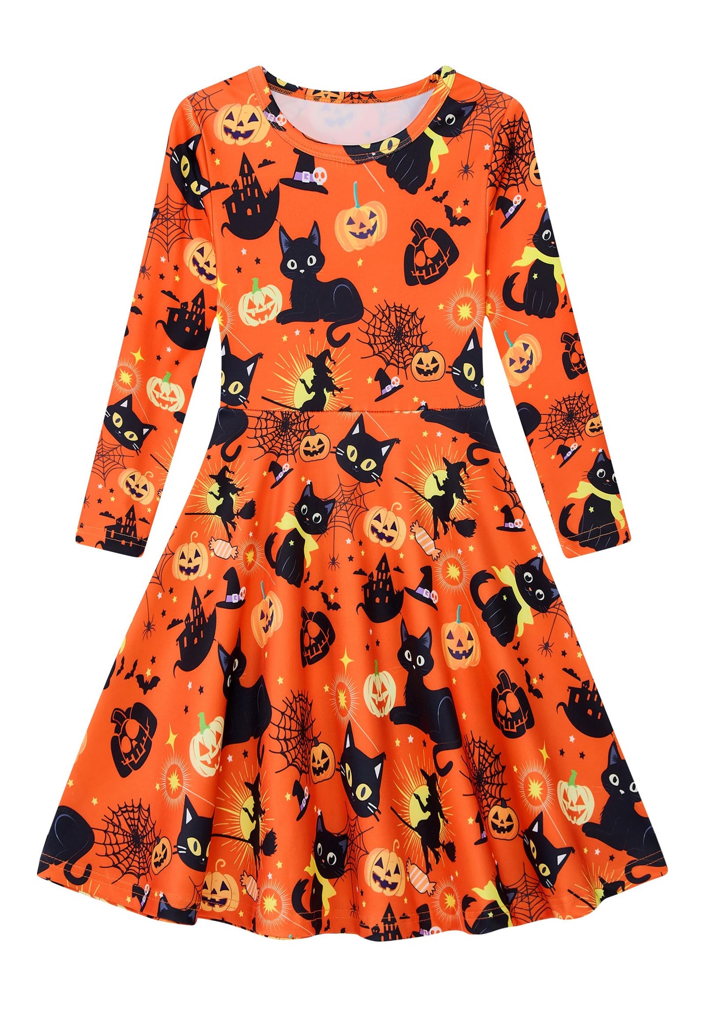 Funnycokid Girls' Butterfly & Mermaid Long Sleeve Dress