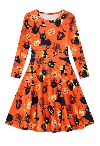 Funnycokid Girls' Butterfly & Mermaid Long Sleeve Dress
