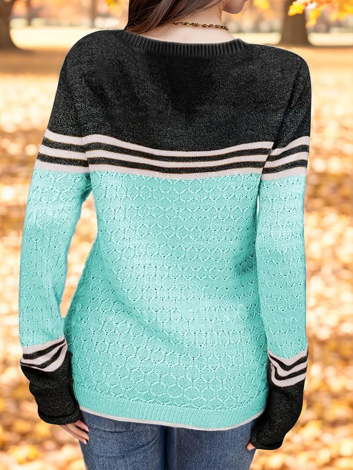 Girls' Color Block Striped Sweater