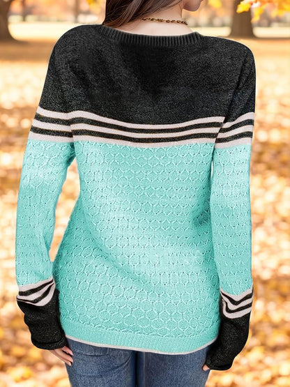 Girls' Color Block Striped Sweater