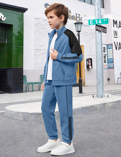 NECIOUS Boys' Zip-Up Jacket & Sweatpants Set