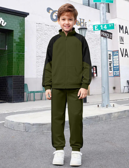 NECIOUS Boys' Zip-Up Jacket & Sweatpants Set