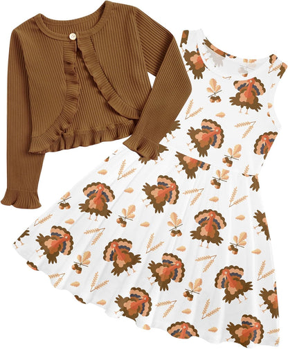Toddler Girls' 2-Piece Dress & Ruffle Cardigan Set