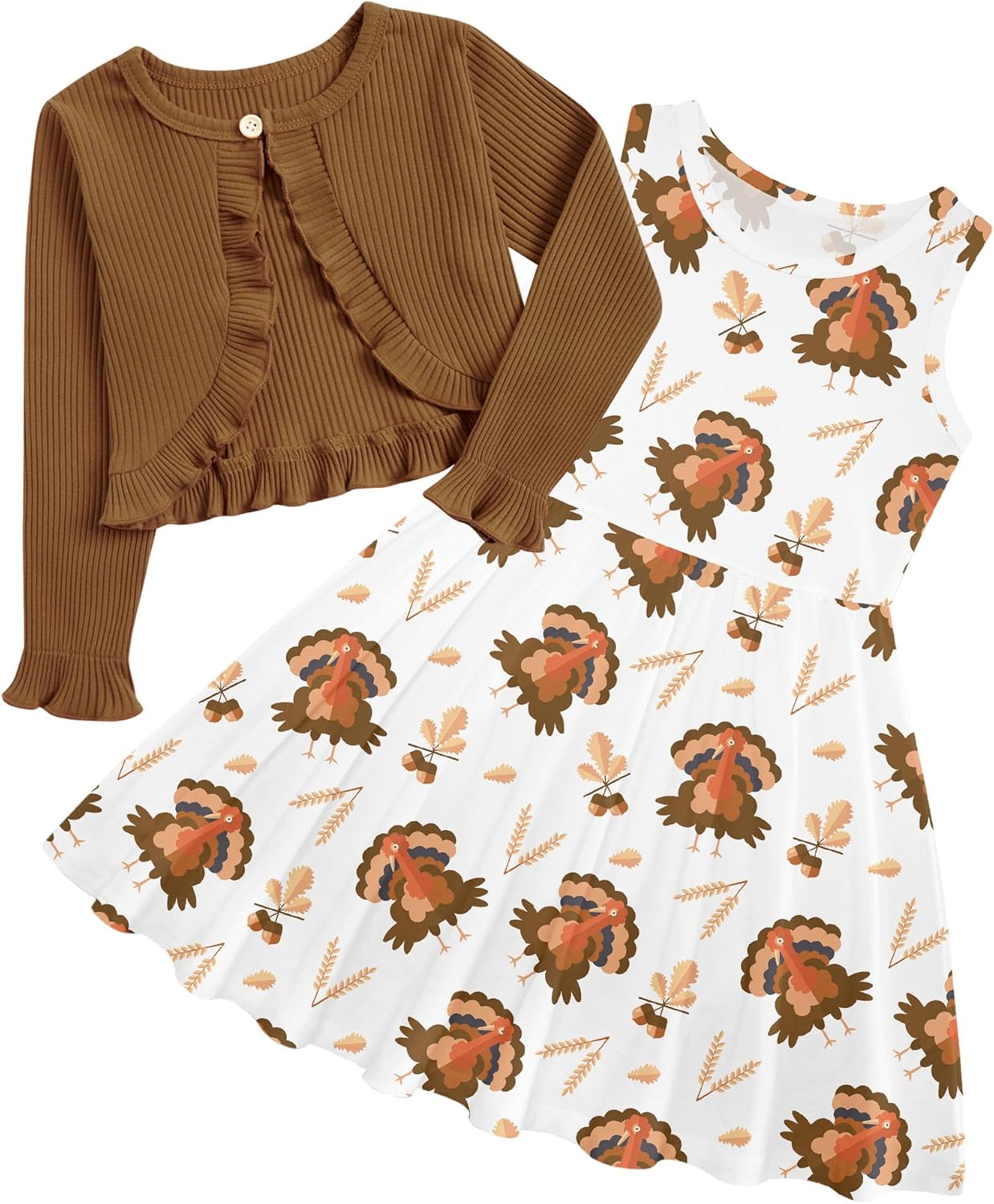 Toddler Girls' 2-Piece Dress & Ruffle Cardigan Set