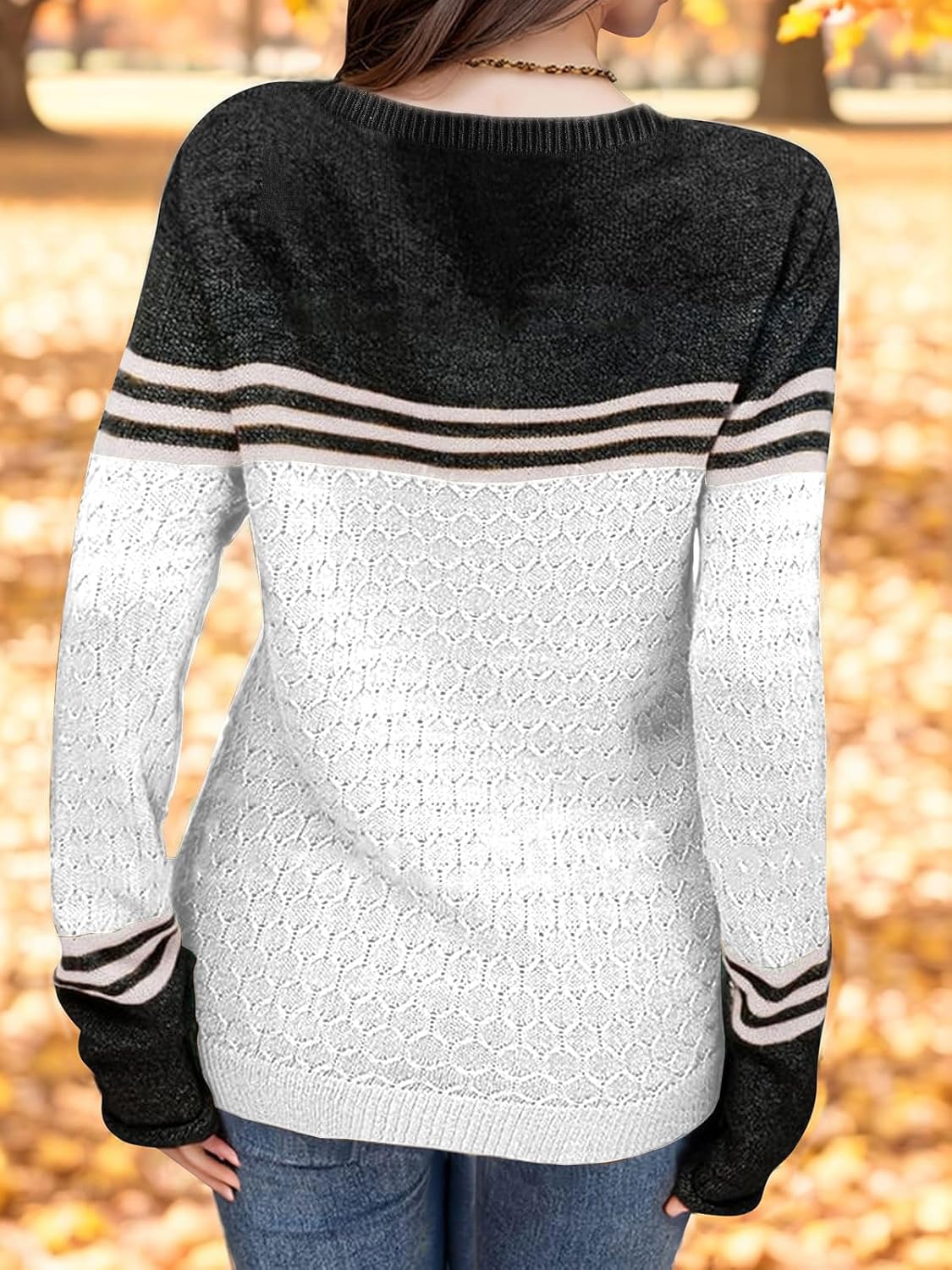 Girls' Color Block Striped Sweater