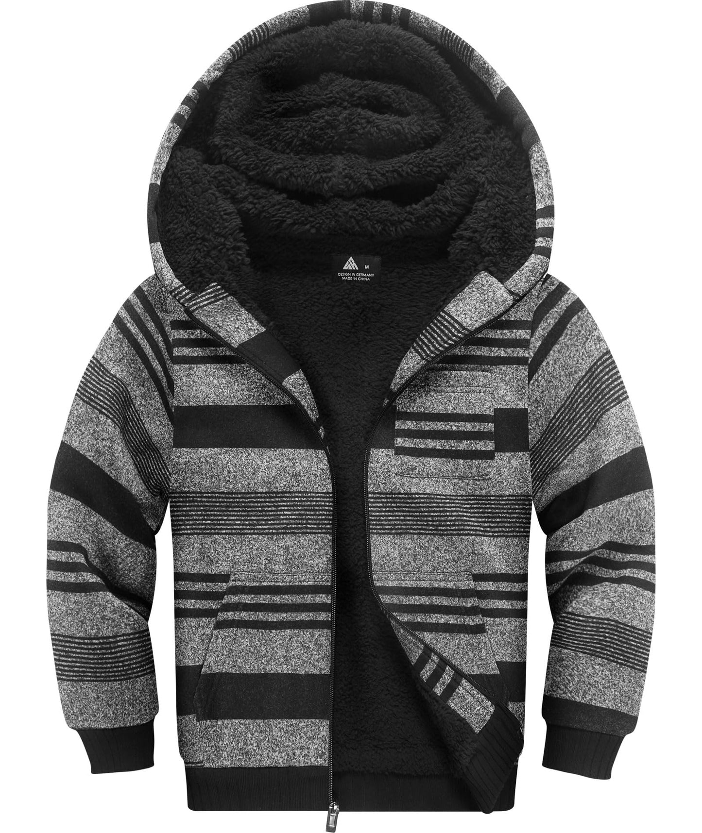 V VALANCH Boys' Sherpa Lined Zip Hoodie