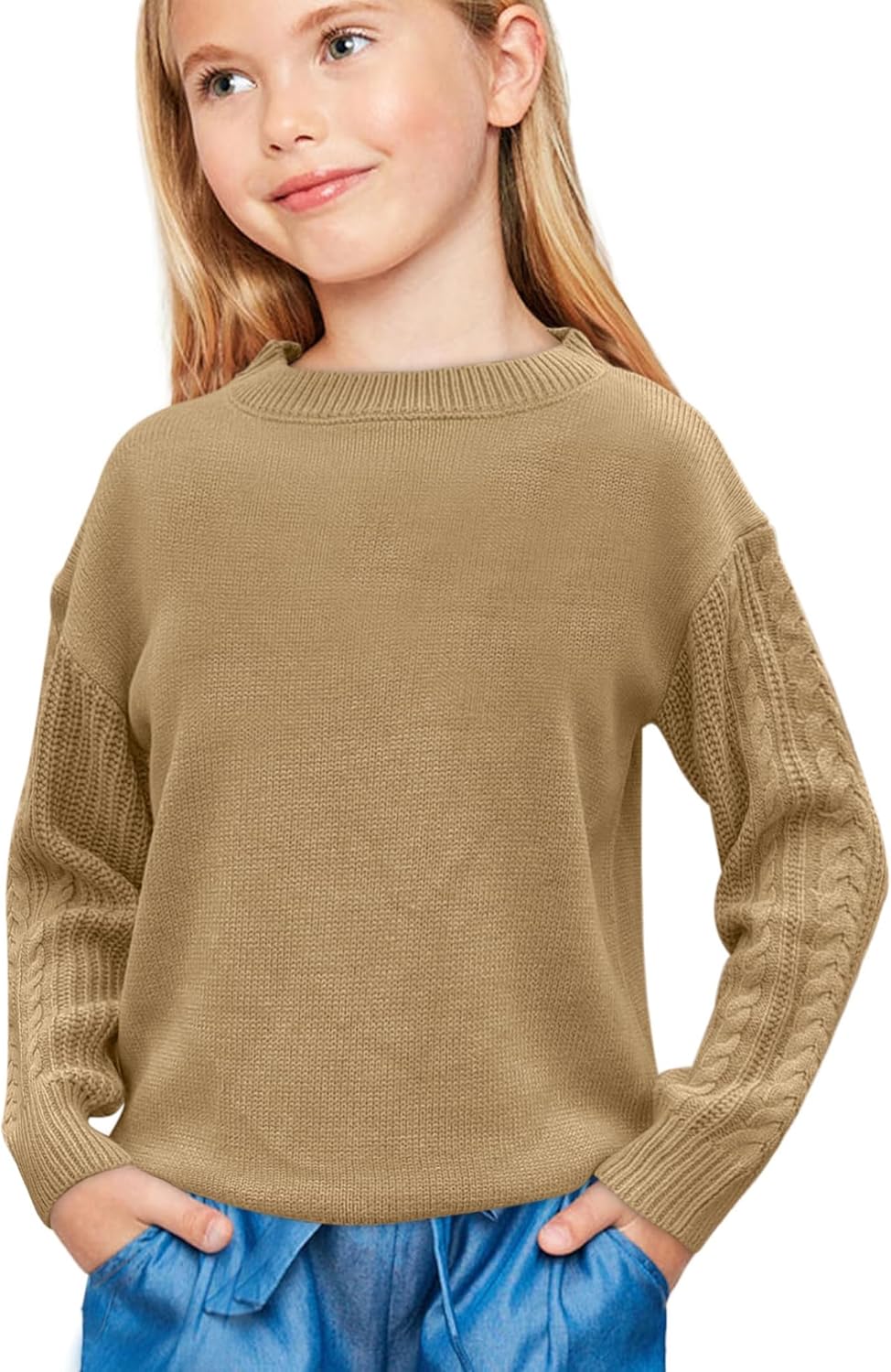 Girls' Crewneck Chunky Knit Sweater