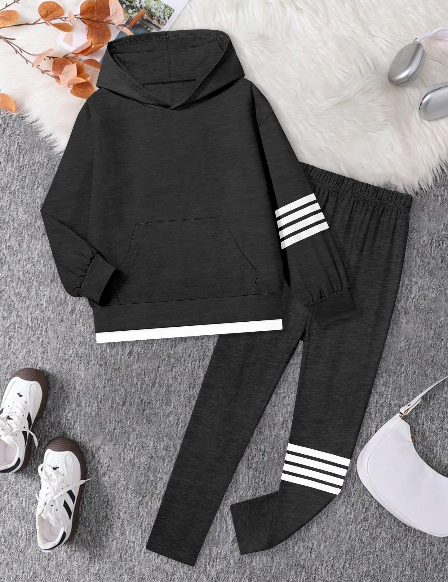 NECIOUS Girls' 2-Piece Hoodie & Leggings Set