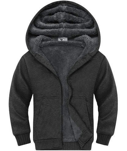 ZITY Boys' Sherpa Lined Zip-Up Hoodie