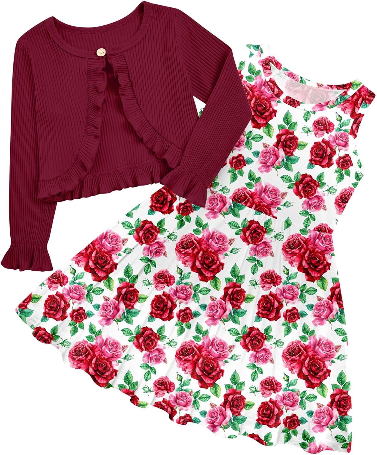 Toddler Girls' 2-Piece Dress & Ruffle Cardigan Set