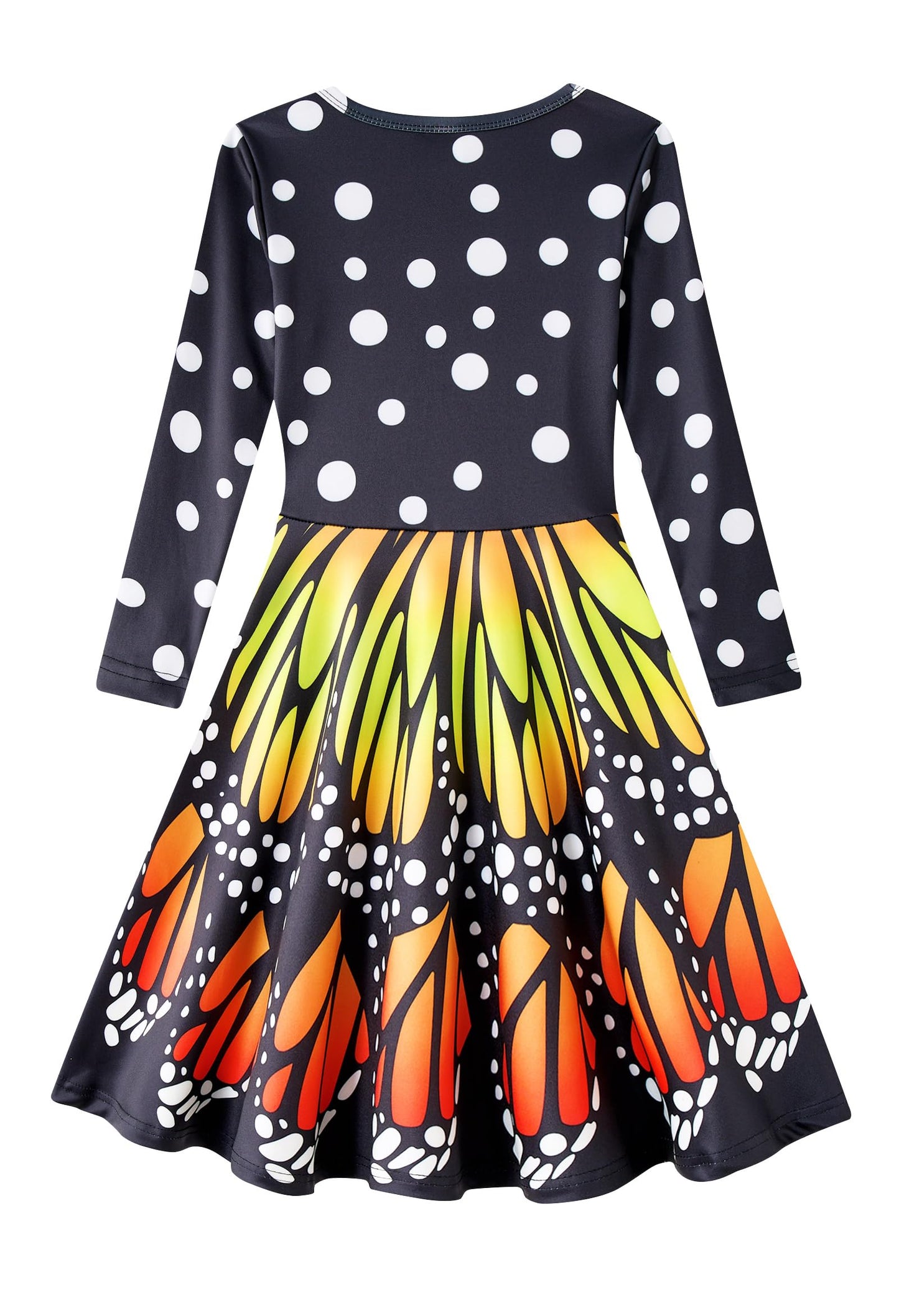 Funnycokid Girls' Butterfly & Mermaid Long Sleeve Dress