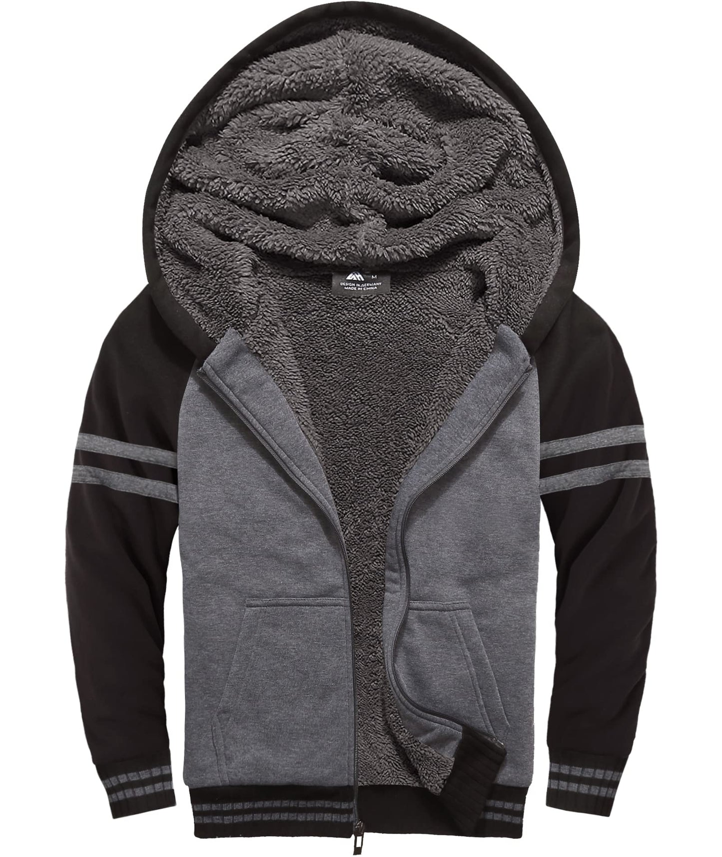 V VALANCH Boys' Sherpa Lined Zip Hoodie