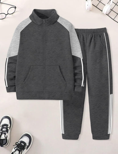 NECIOUS Boys' Zip-Up Jacket & Sweatpants Set