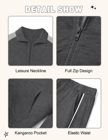NECIOUS Boys' Zip-Up Jacket & Sweatpants Set