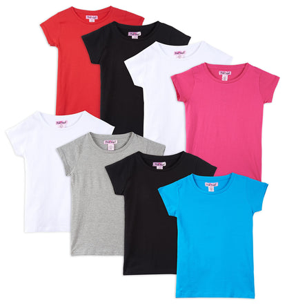 Pink Angel Girls' 8-Pack Cotton T-Shirts