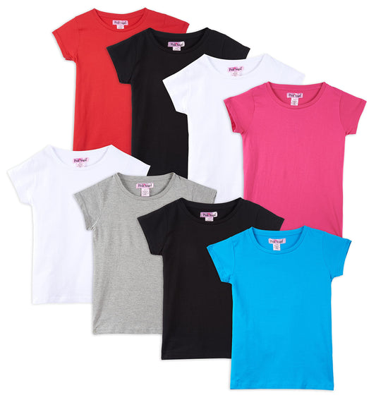 Pink Angel Girls' 8-Pack Cotton T-Shirts
