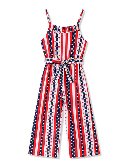 Crazyme Girls Striped Sleeveless Jumpsuit