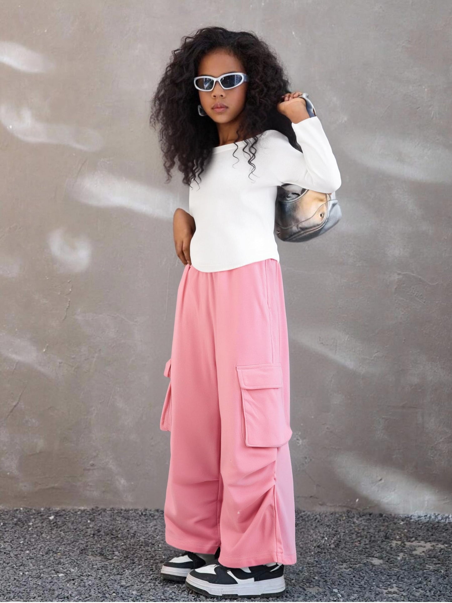 Tween Girls' 2-Piece Long Sleeve Top & Cargo Pants Set