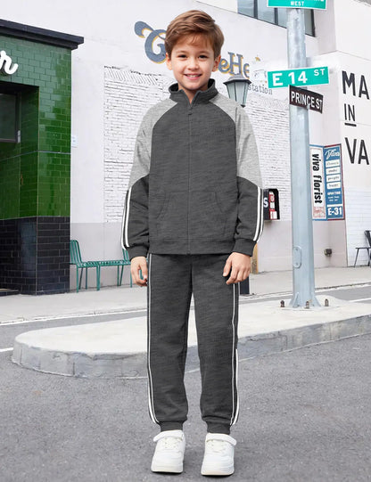 NECIOUS Boys' Zip-Up Jacket & Sweatpants Set