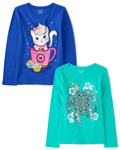 The Children's Place Girls' 2-Pack Graphic Tees