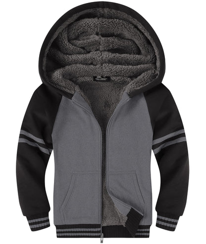 ZITY Boys' Sherpa Lined Zip-Up Hoodie