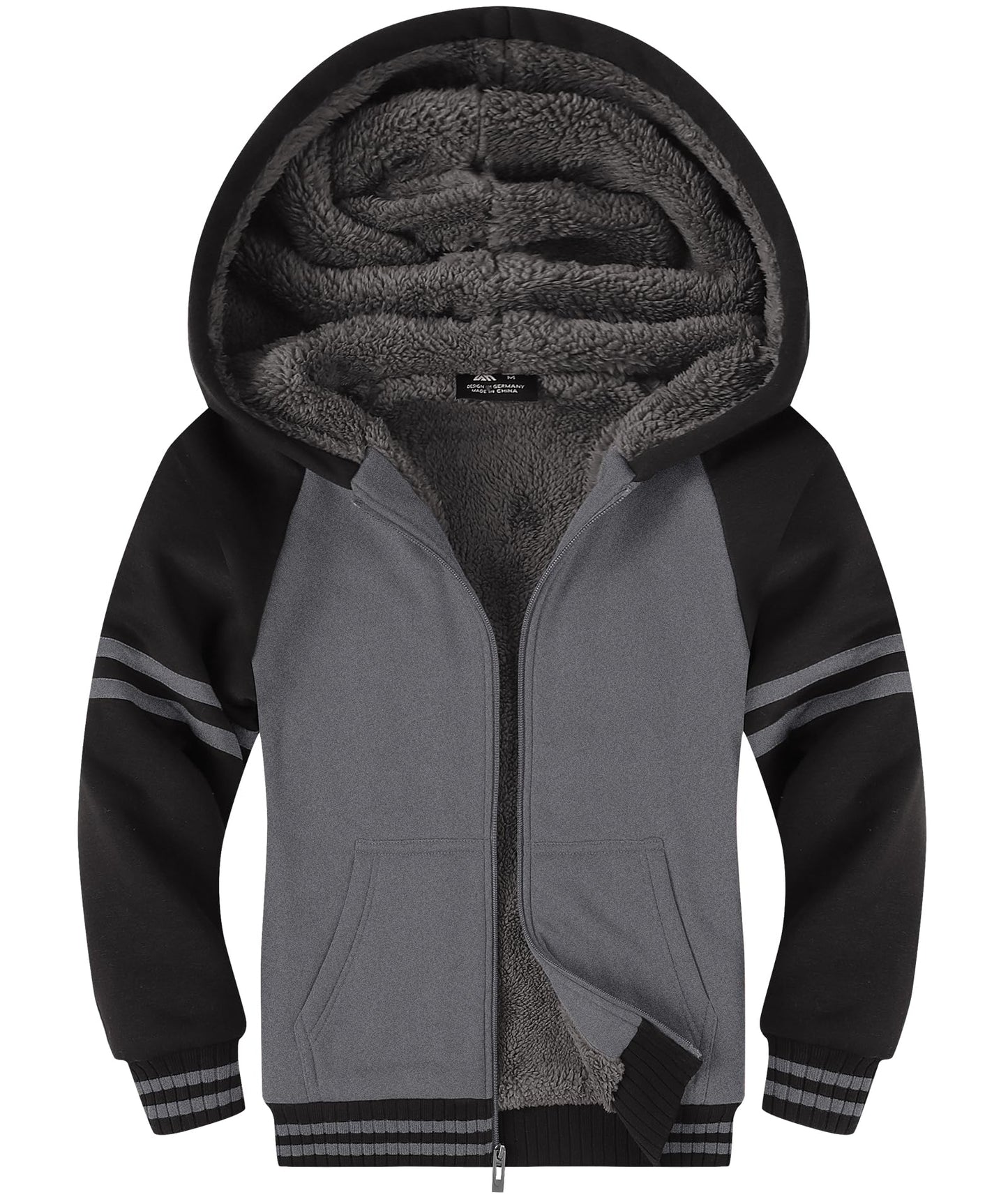 ZITY Boys' Sherpa Lined Zip-Up Hoodie
