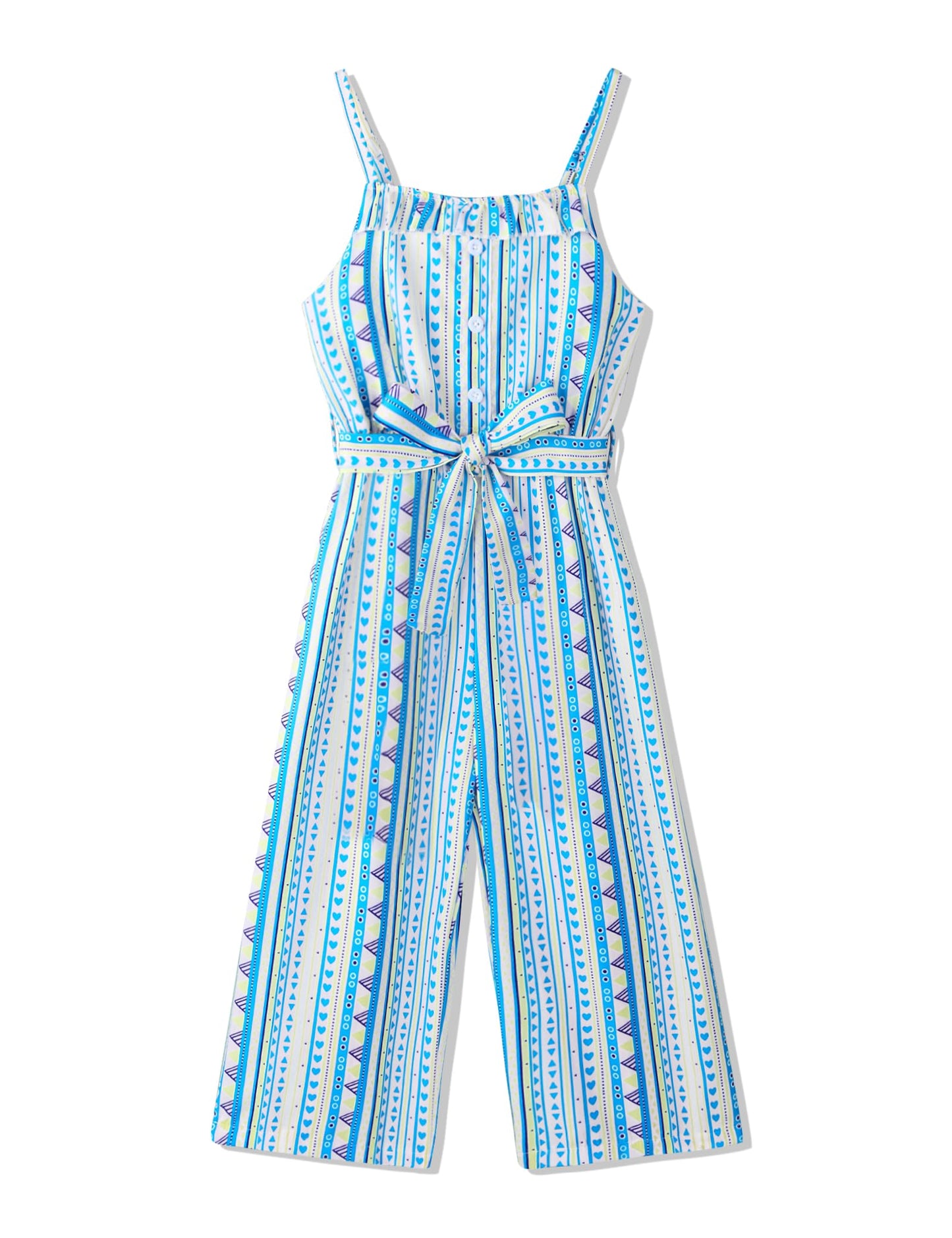Crazyme Girls Striped Sleeveless Jumpsuit