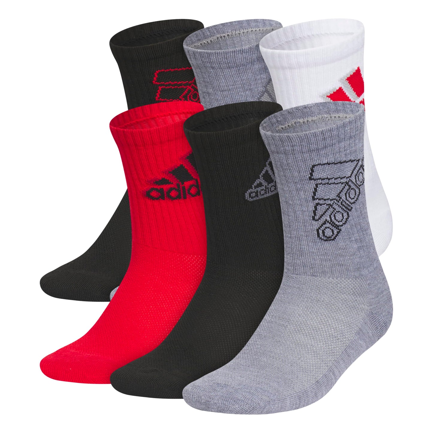 adidas Youth 6-Pack Cushioned Crew Socks