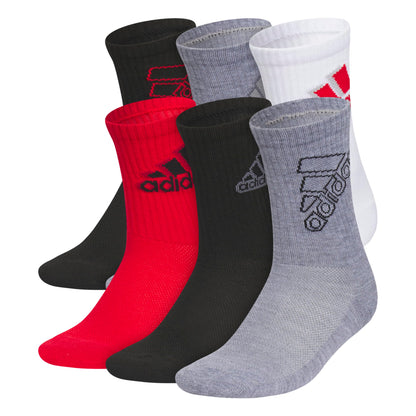 adidas Youth 6-Pack Cushioned Crew Socks