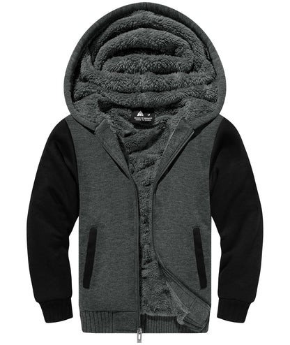 V VALANCH Boys' Sherpa Lined Zip Hoodie